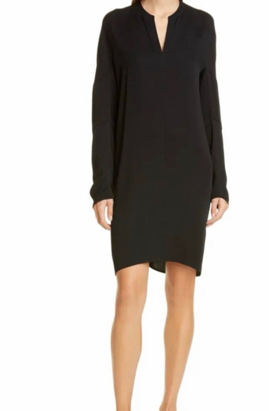 ✨Zero + Maria Cornejo Collared V-Neck Long Sleeve Keyhole Black Sz 2 Dress✨